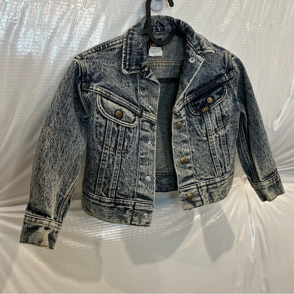 Lee Vintage Acid Wash Denim Jean Jacket Trucker Jacket Youth Sz 6 Button Unisex
